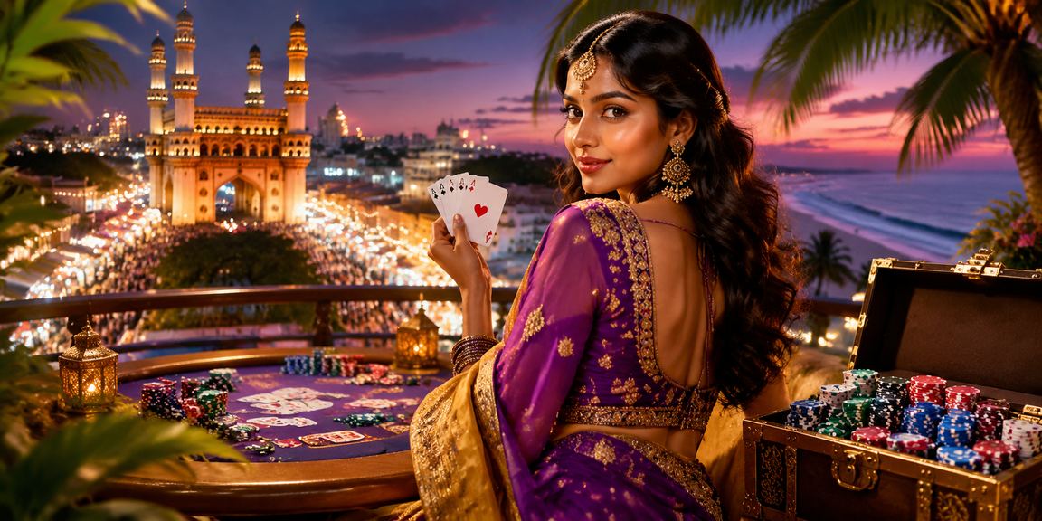Hyderabad Charminar view with poker game excitement